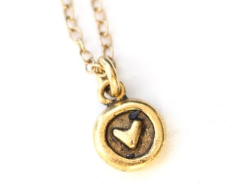 Petite heart charm gold necklace