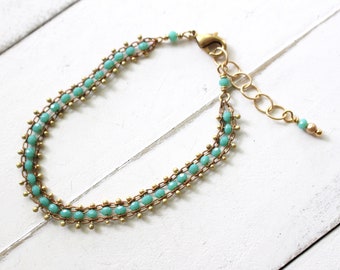 Turquoise crystal chain bracelet