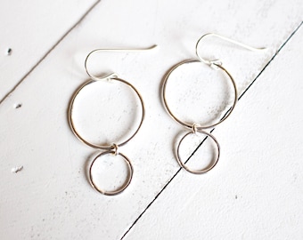 Sterling silver double hoop earrings