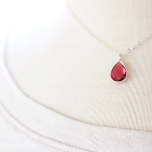 Pink tourmaline teardrop sterling silver necklace