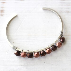 Bronze and copper beaded silver cuff bracelet image 6