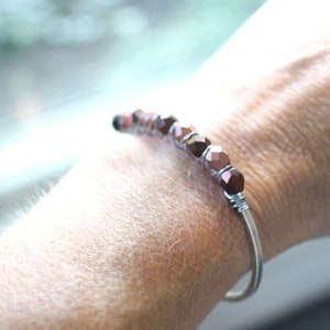 Bronze and copper beaded silver cuff bracelet image 8