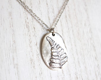 Silver fern leaf charm necklace