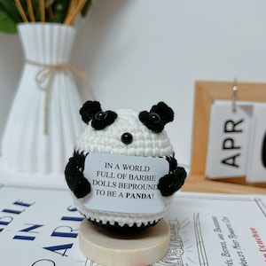 Custom Positive Crochet Wool Panda Quotes, Emotional Support Panda, Handmade Panda Gift, Gifts For Teacher, Thank You For Helping Me Grow