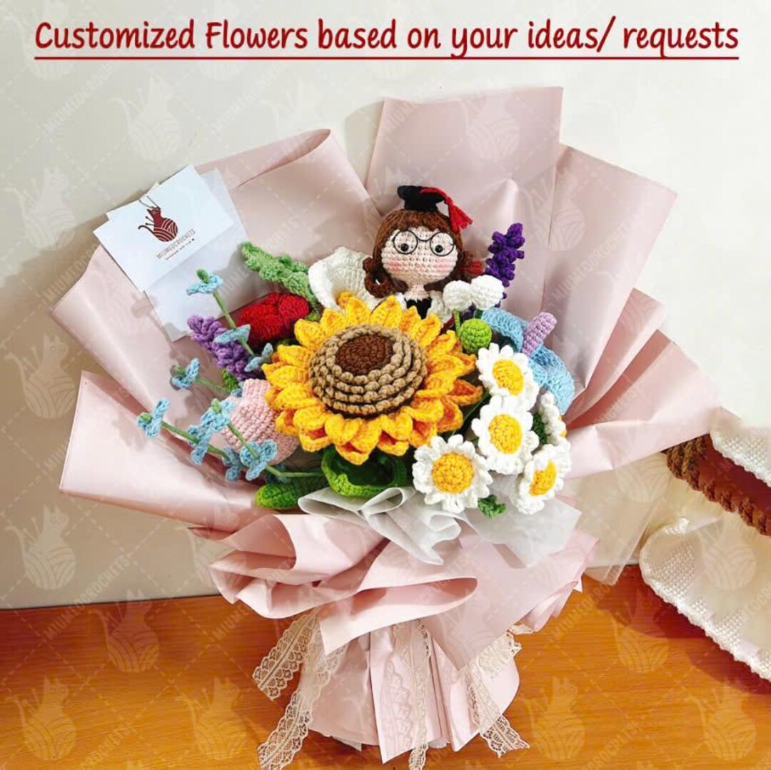 Handcrafted Crochet Flower Bouquet - Perfect for Mother’s Day / Graduation Gift Amazon.com: YSHomy Crochet Flowers, Crochet Flower Bouquet  main image 2