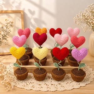 Maceta de corazón de ganchillo hecha a mano – Regalo para el Día de la Madre 2026, Mini maceta de corazón adorable, Regalo para mamá, Decoración de escritorio, Regalo personalizado
