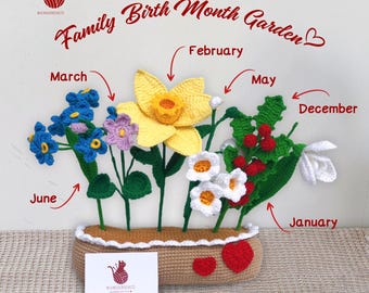 Crochet Birth Flowers in a Pot, Crochet Flowers House Plant Decor, Finished Flowers Arrangement, Handmade Plant Gift for Grandma/Mom/Friend