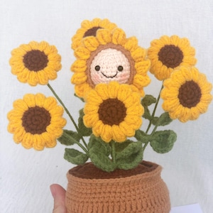 Crochet Daisy Bee, Daisy  in Pot, Housewarming Gift, Desk Decoration, Room Decoration, Handmade Flower, Daisy Lover, Mother&#39;s Day Gift