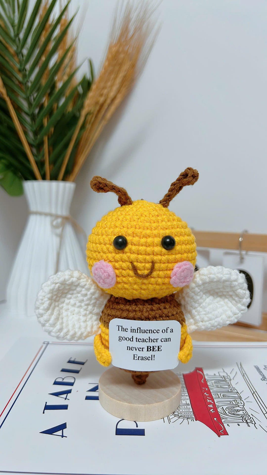 Custom Positive Crochet Wool Bee Quotes, Emotional Support Bee ...