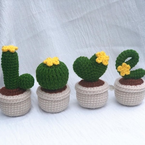 Cactus LOVE , MOM Crochet Gift for Car Home Decor, Crochet Flower Pots, Crochet Handmade Cactus Wood, Gift for Cactus Lover