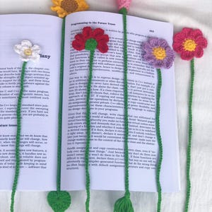 Gehäkelte Blume Lesezeichen, Wilde Blume Lesezeichen, Biene Blume Lesezeichen, Gänseblümchen Lesezeichen, Muttertagsgeschenk, Geschenk für sie, handgemachtes Lesezeichen