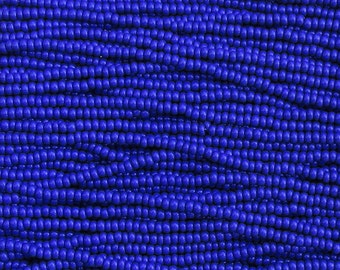 8/0 Opaque Royal Blue Czech Glass Seed Bead Strand (CW31)