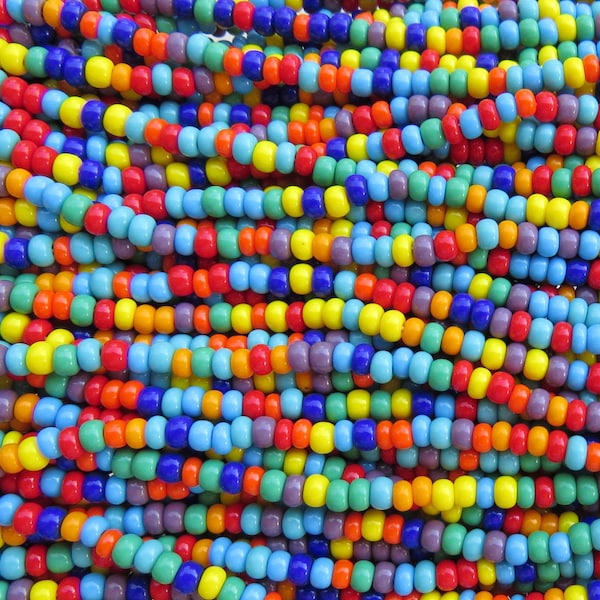 6/0 Opaque Rainbow Mix Czech Glass Seed Bead Strand (CW177)