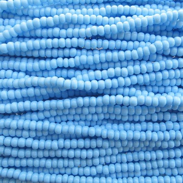 6/0 Opaque Light Blue Turquoise Czech Glass Seed Bead Strand (CW172)