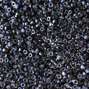 6/0 (1.6mm hole) Opaque Midnight Picasso Czech MATUBO Pressed Glass Seed Beads 10 Grams (6MAT2)