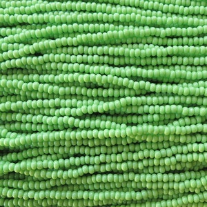 8/0 Opaque Lime Green Czech Glass Seed Bead Strand (CW79)
