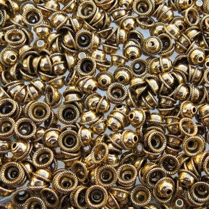 8mm (2mm Hole) Antique Gold Base Metal Bead Caps - Qty 20 (MB243)