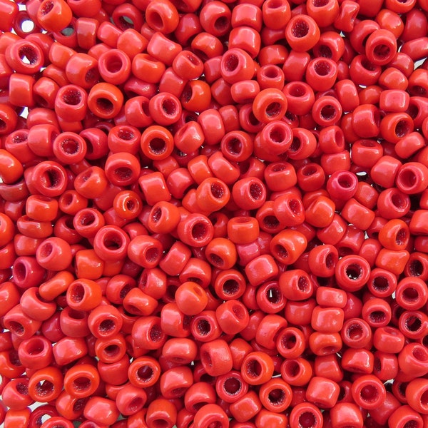 7x4mm (3mm Hole) Opaque Red Vintage Italian Murano Glass Crow Beads 20 Grams (AS34)