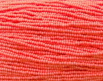8/0 SOL GEL Opaque Coral Czech Glass Seed Bead Strand (CW94)