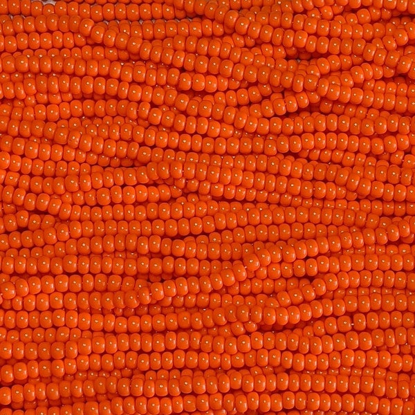 6/0 Opaque Orange Czech Glass Seed Bead Strand (6CW106)