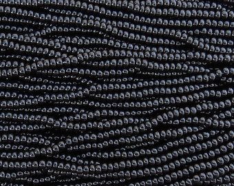 8/0 Opaque Black Czech Glass Seed Bead Strand (8CW17)