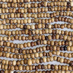 6x4mm Light Brown Water Buffalo Bone Rondelle Beads - 15 Inch Stand (AW32)