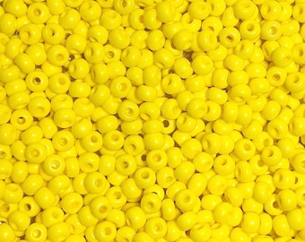 2/0 Opaque Yellow Terra Intensive Coated Czech Glass Seed Beads 20 Grams (2CS136)