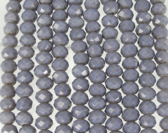 6x5mm Faceted Opaque Dark Gray Chinese Crystal Rondel Beads 9 Inch Strand (6CCS20)