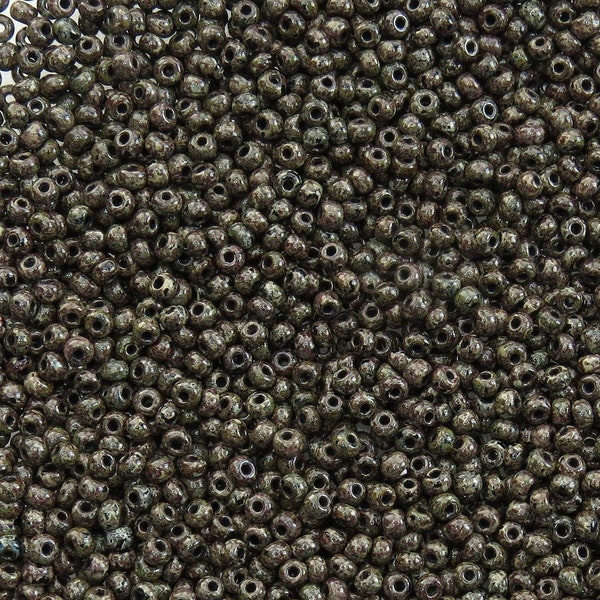 6/0 Opaque Dark Chocolate Picasso Czech Glass Seed Beads 20 Grams (6CS404)