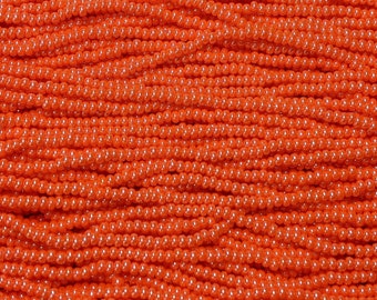 8/0 Opaque Dark Orange Luster Czech Glass Seed Bead Strand (CW65)