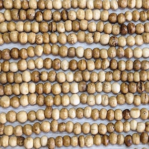 8x6mm Light Brown Water Buffalo Bone Rondelle Beads - 15 Inch Stand (AW29)
