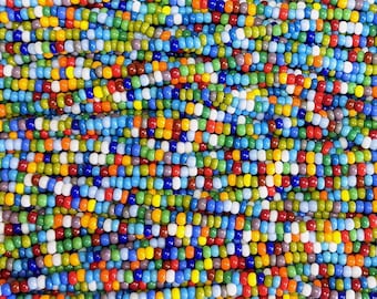 8/0 Opaque Color Mixed Czech Glass Seed Bead Strand (8CW61)