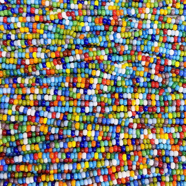 8/0 Opaque Color Mixed Czech Glass Seed Bead Strand (8CW61)