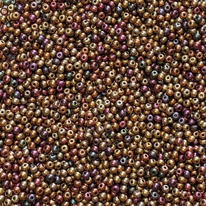 6/0 Dark Gold Rainbow Czech Glass Seed Beads 20 Grams (6CS296)