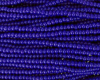 6/0 Opaque Royal Blue Czech Glass Seed Bead Strand (CW117)