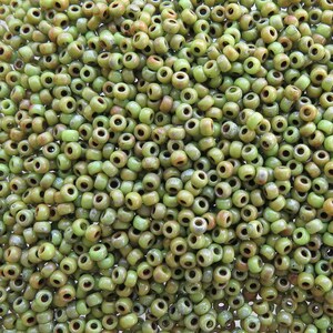 8/0 Opaque Chartreuse Picasso MIYUKI Glass Seed Beads 10 Grams 8MIY7 image 1