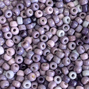 9x6mm (Large 3mm Hole Size) Multi Shade Opaque Purple Mix Glass Crow Beads 40 Grams (UM55)