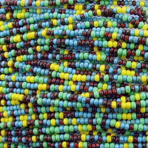 6/0 3 Cut Opaque Jamaica Picasso Mix Czech Glass Seed Beads 20 Inch Strand 6CUT7 image 1