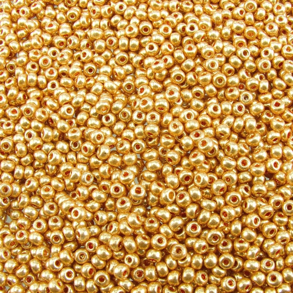 6/0 Metallic Gold Czech Glass Seed Beads 20 Grams (6CS327)