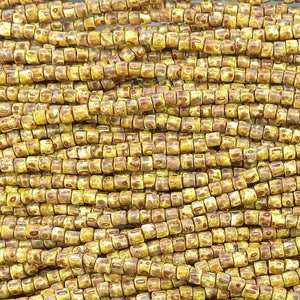 Opaque White Picasso - Size 4mm Czech Glass Tile Beads  - 18 Inch Strand (BW38)