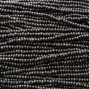 6/0 Opaque Black Picasso Czech Glass Seed Bead Strand (CW179)