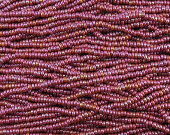 8/0 Opaque Plum AB Czech Glass Seed Bead Strand (CW5) SE