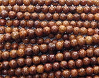 10mm Rosewood Round Wood Beads - 37 Inch Strand (AW18)