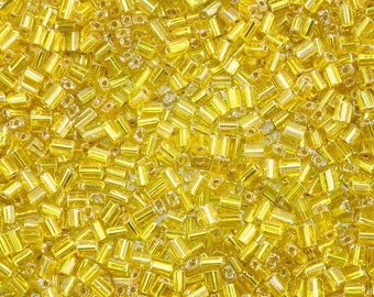 5x3.5mm Transparent Yellow Silver Lined Czech Glass Baby Pillow Beads 15 Grams (PB53) SE