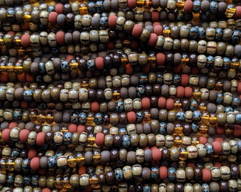 VAST DESERT PICTURE JASPER GEMSTONE BROWN LOOSE BEADS GRADUATED SET 11 BEADS