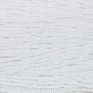 8/0 White Pearl Luster Czech Glass Seed Bead Strand (8CW110)