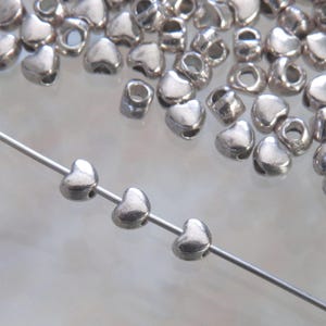 Tiny Heart 4x3mm Silver Alloy Metal Beads Qty 50 MB171 image 2
