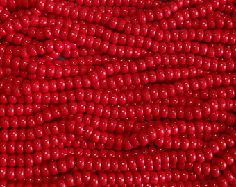 1/0 Opaque Light Red Czech Glass Seed Beads - 20 Inch Strand (1BW300)
