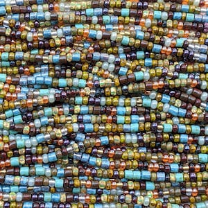 ジプシーペドラー ピカソストライプミックス チェコガラス 5mm タイルビーズと6/0 チェコガラスシードビーズ - 20インチストランド (BW81)