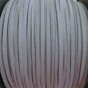 Soft Pliable Light Gray Faux Suede Cord/Lace/Lacing - Sold by the Yard - (FSC04A)